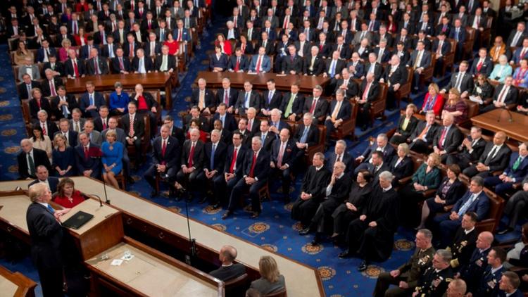 Donald Trump prononce son discours sur l'état de l'Union devant le Congrès le 30 janvier 2018  [SAUL LOEB / AFP/Archives]