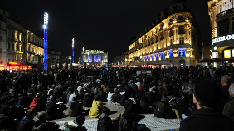 Rassemblement de Nuit debout,  Place de la Comédie à Montpellier, le 16 avril 2016 [SYLVAIN THOMAS / AFP]