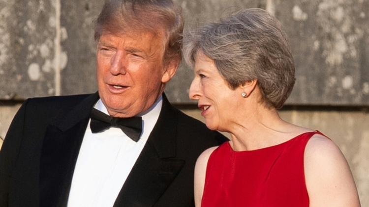 Le président Donald Trump et Theresa May, le 12 juillet 2018 à Blenheim près d'Oxford [WILL OLIVER / POOL/AFP]