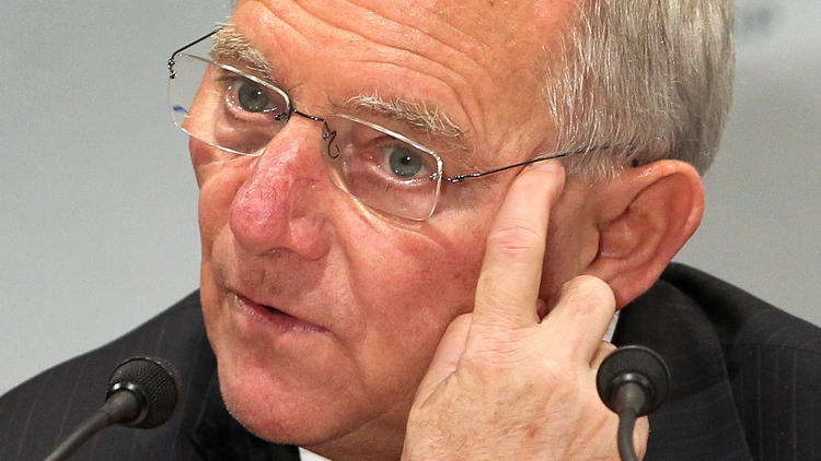 Le ministre allemand des finances Wolfgang Schauble le 20 janvier 2014 lors d'une conférence de presse à Francfort [Daniel Roland / AFP/Archives]