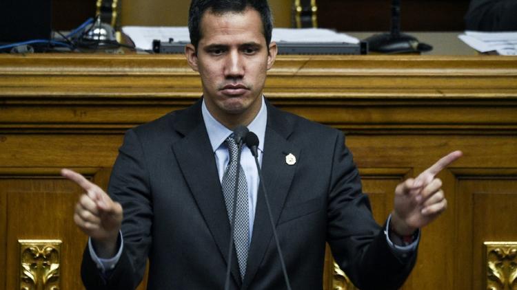 L'opposant et président autoproclamé du Venezuela Juan Guaido au Parlement à Caracas le 6 mars 2019 [Federico Parra                       / AFP]
