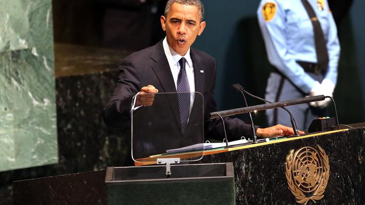 Barack Obama devant l'Assemblée générale de l'ONU le 25 septembre 2012 à New York [Spencer Platt / Getty Images/AFP]