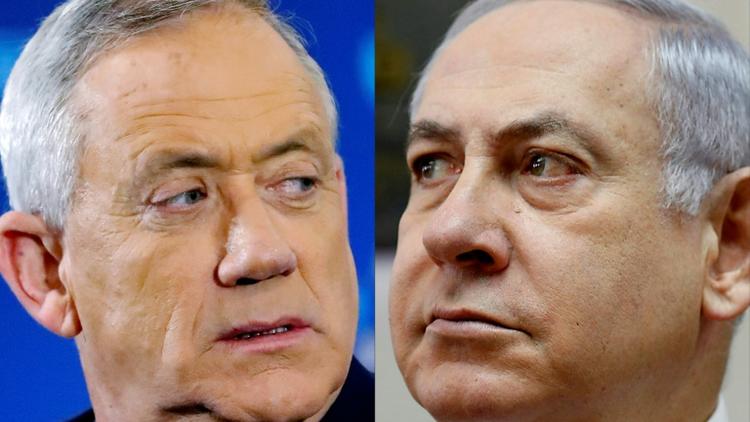 Combinaison de photos du Premier ministre israélien Benjamin Netanyahu (D), le 10 mars 2019 à Jérusalem, et de son principal rival, le général Benny Gantz (G), le 1er avril 2019  [JACK GUEZ, GALI TIBBON / AFP/Archives]