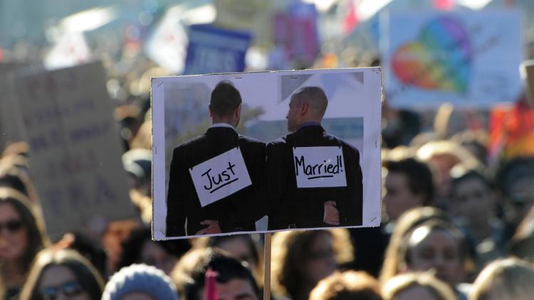 Image d'archive d'une manifestation en faveur du mariage homosexuel à Montpellier le 26 janvier 2013 [Pascal Guyot / AFP/Archives]