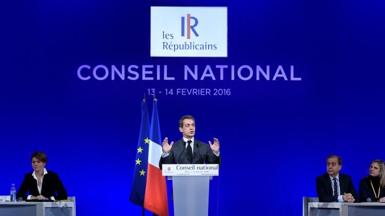 Nicolas Sarkozy à l'ouverture du Conseil national (CN) du parti Les Républicains à Paris, le 13 février 2016 [LIONEL BONAVENTURE / AFP]