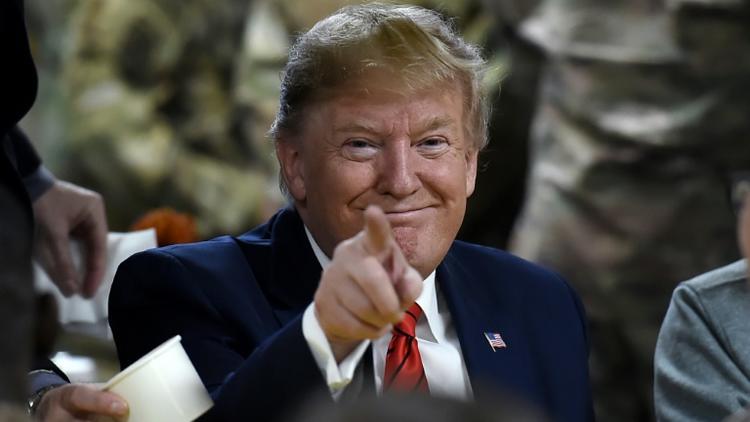 Le président américain Donald Trump sur la base militaire de Bagram en Afghanistan le 28 novembre 2019 [Olivier Douliery / AFP]