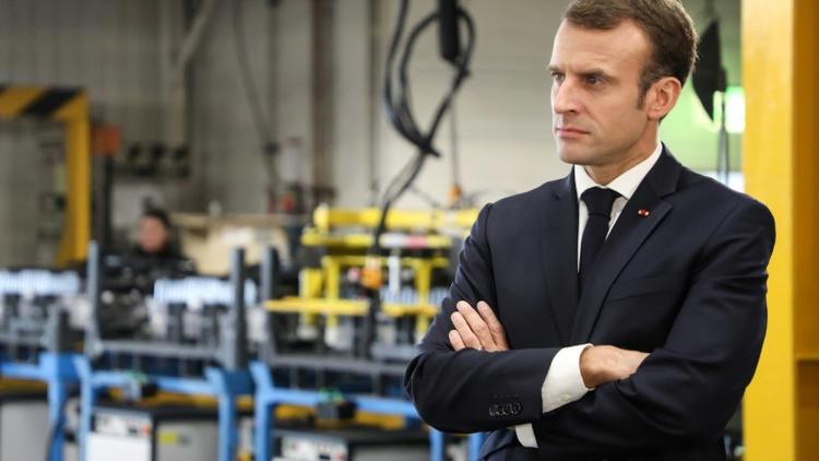 Emmanuel Macron dans l'usine Renault de Maubeuge, le 8 novembre 2018 [ludovic MARIN / AFP]