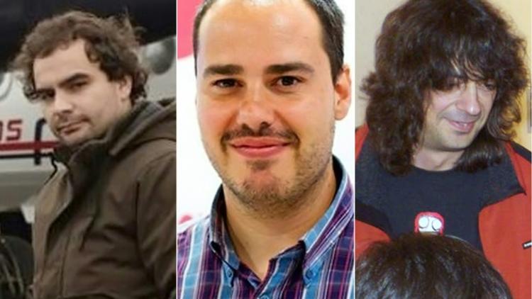 Montage des photographies des trois journalistes espagnols de gauche à droite Angel Sastre, Antonio Pampliega et Jose Manuel Lopez, libérés et en lieu sûr après avoir été retenus pendant dix mois en Syrie, selon l'association des journalistes et le gouvernement [HO / TWITTER/AFP/Archives]