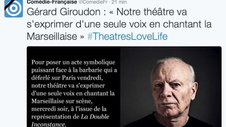 La Comédie française se mobilise pour défendre le théâtre et la vie