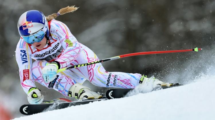 L'Américaine Lindsey Vonn lors de l'entraînement pour la descente de la Coupe de monde de Garmisch (sud de l'Allemagne), le 4 février 2016 February 4, 2016  [Christof STACHE / AFP]