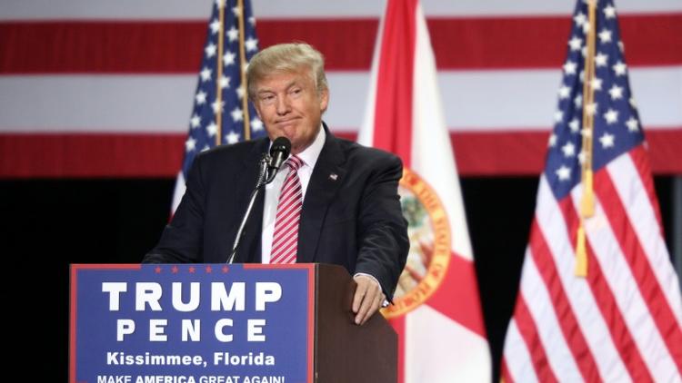 Donald Trump le 10 août 2016 pendant un meeting de campagne au Silver Spurs Arena à Kissimmee, Florida [Gregg Newton / AFP/Archives]