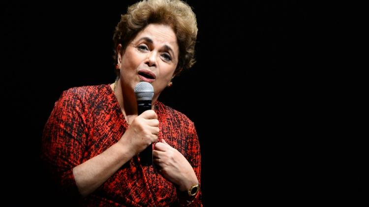La présidente brésilienne suspendue Dilma Rousseff lors d'un meeting de son parti, le Parti des Travailleurs (PT) à Brasilia le 24 août 20016 [ANDRESSA ANHOLETE / AFP]