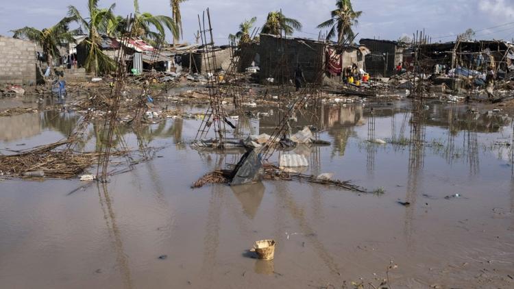 Un quartier de Beira, au Mozambique, sous les eaux après le passage du cyclone Idai, le 23 mars 2019 [WIKUS DE WET / AFP]