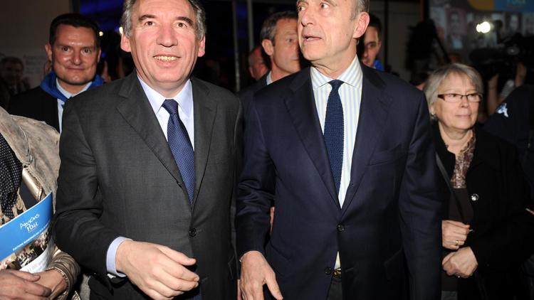 François Bayrou et Alain Juppé le 8 mars 2014 à Pau [Gaizka Iroz / AFP/Archives]