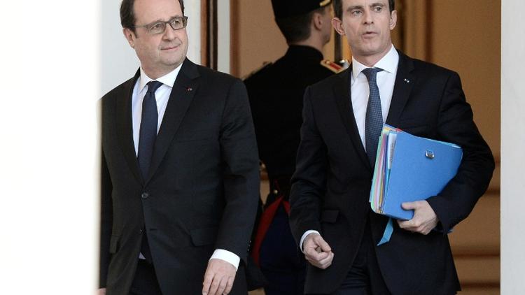 François Hollande et Manuel Valls à l'Elysée, le 10 février 2016 [STEPHANE DE SAKUTIN / AFP]