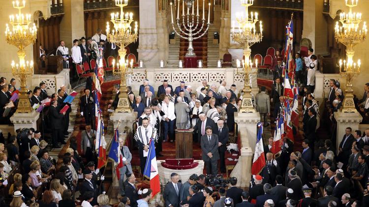 La synagogue de la Victoire à Paris, le jour d'une des commémorations du 70e anniversaire de la rafle du Vel d'hiv, le 9 septembre 2012 [Pierre Verdy / AFP/Archives]