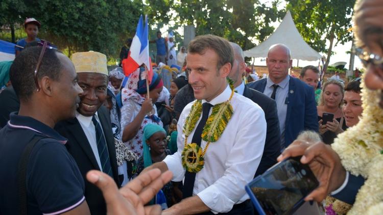 Le président Emmanuel Macron, à M’Tsamboro (Mayotte), le 22 octobre 2019 [Samuel BOSCHER / AFP]