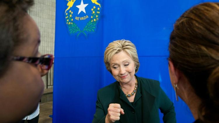 La candidate à la primaire démocrate Hillary Clinton en campagne à Las Vegas, dans le Nevada, le 19 février 2016, aux Etats-Unis [JOSH EDELSON / AFP]