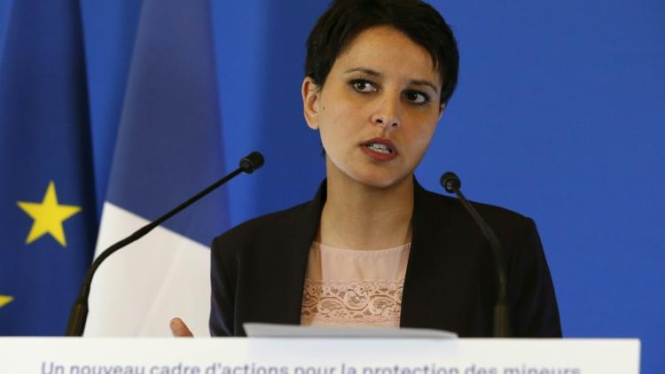 La ministre de l'Education nationale Najat Vallaud-Belkacem le 22 avril 2016 à Paris [PATRICK KOVARIK / AFP/Archives]
