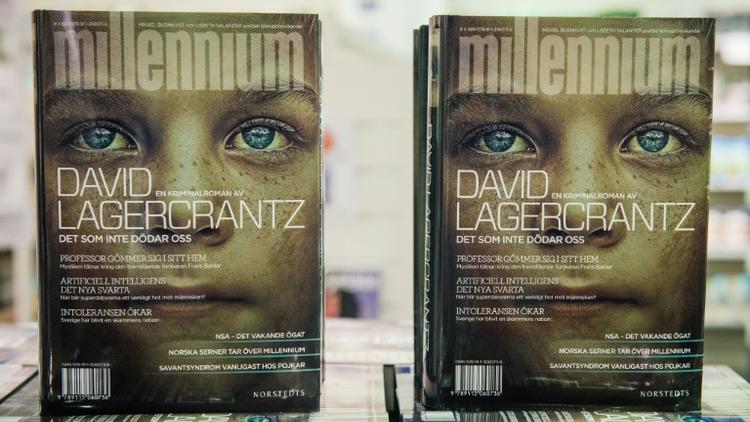 Des exemplaires du quatrième tome de la série de polars "Millénium", écrit par David Lagercrantz, exposés le 26 août 2015 dans une librairie de Stockholm [JONATHAN NACKSTRAND / AFP]