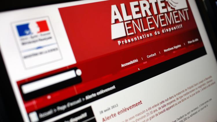 Photo prise le 28 août 2012 à Paris du site internet du ministère de la Justice présentant le dispositif "Alerte enlèvement" [Thomas Coex / AFP/Archives]