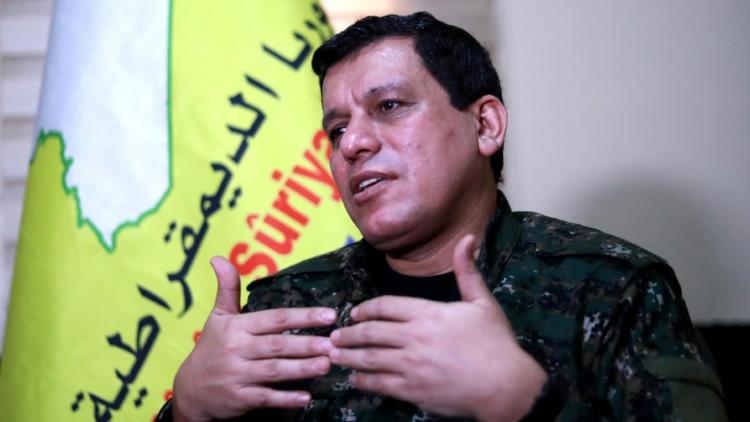 Mazloum Kobani, commandant en chef des Forces démocratiques syriennes lors d'une interview exclusive avec l'AFP, près de la ville de Hassaké dans le nord de la Syrie, le 24 janvier 2019 [Delil SOULEIMAN / AFP]