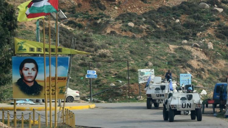 La Force de l'ONU au Liban (Finul) patrouille près de la frontière avec Israël, à Kfar Kila (Liban), le 4 décembre 2018 [Mahmoud ZAYYAT / AFP]