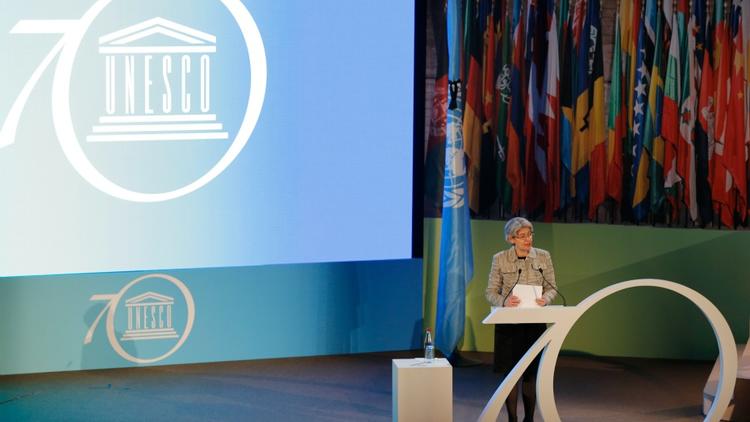 La directrice générale de l'Unesco Irina Bokova à Paris, lors des 70 ans de l'agence onusienne