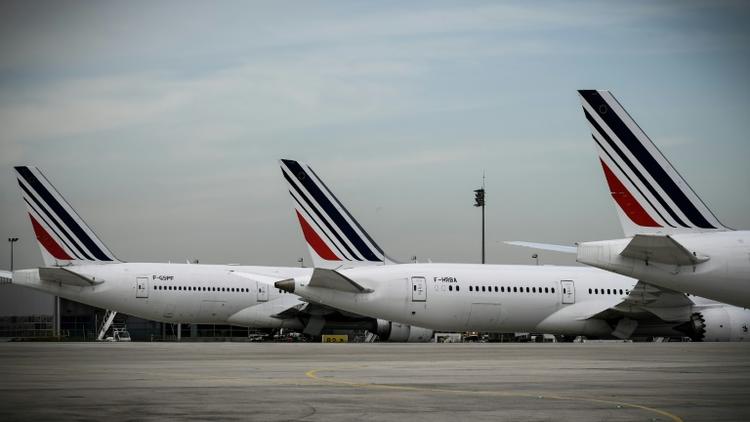 Des avions de la compagnie Air France sur le tarmac de l'aéroport Roissy-Charles-de-Gaulle, le 16 avril 2018 au nord de Paris [Philippe LOPEZ / AFP/Archives]