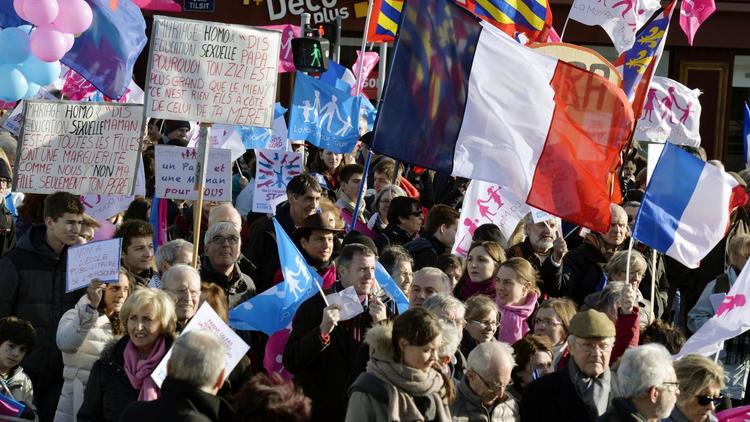 Des supporters de la Manif pour tous à Paris le 2 février 2014 [Jean-Philippe Ksiazek / AFP]