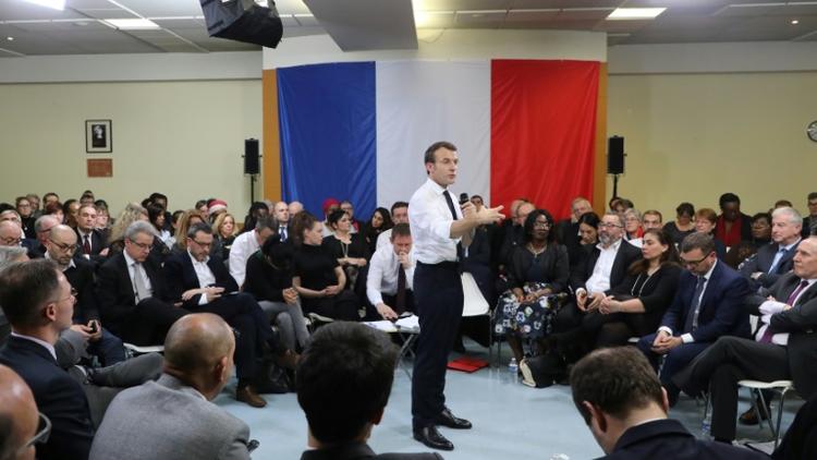 Emmanuel Macron à Evry-Courcouronnes (Essonne), le 4 février  2019 [Ludovic MARIN / POOL/AFP]