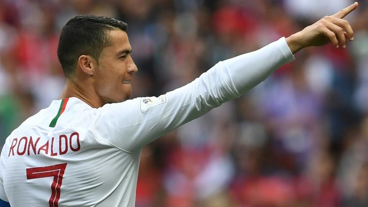 L'attaquant du Portugal Cristiano Ronaldo exulte après avoir inscrit un but face au Maroc au Mondial-2018 au stade Loujniki, le 20 juin 2018 à Moscou   [Francisco LEONG / AFP/Archives]