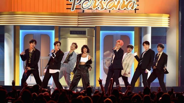 Le groupe de K-pop coréen BTS sur scène à Las Vegas, le 1er mai 2019 [Ethan Miller / GETTY IMAGES NORTH AMERICA/AFP]