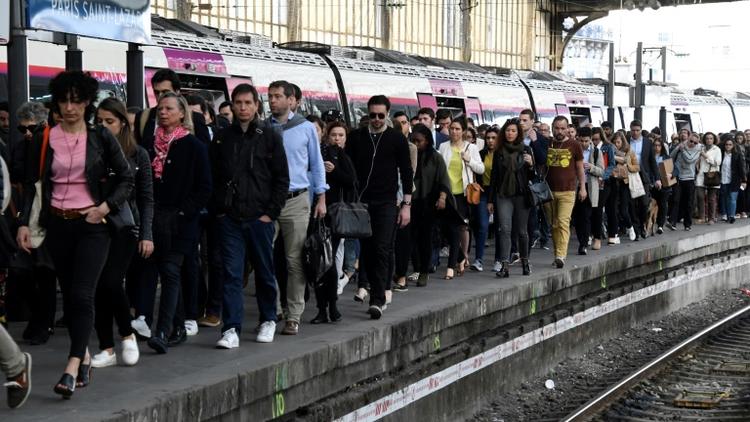 La gare Saint-Lazare, le 24 avril 2018 à Paris, lors d'une grève à la RATP   [BERTRAND GUAY / AFP/Archives]