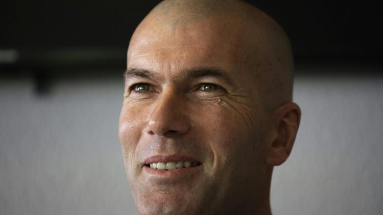 L'entraîneur du Real Madrid, Zinédine Zidane, lors d'une conférence de presse à Limoges, le 21 mars 2018 [PASCAL LACHENAUD / AFP/Archives]
