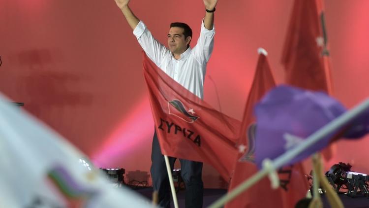 Alexis Tsipras, le 18 septembre 2015 à Athènes lors de son dernier meeting avant les élections législatives du 20 septembre [ARIS MESSINIS / AFP]