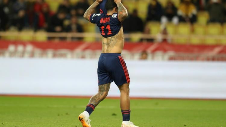 L'attaquant de Lyon Memphis Depay après avoir manqué un penalty contre Monaco, le 24 février 2019 à Louis-II [VALERY HACHE / AFP]