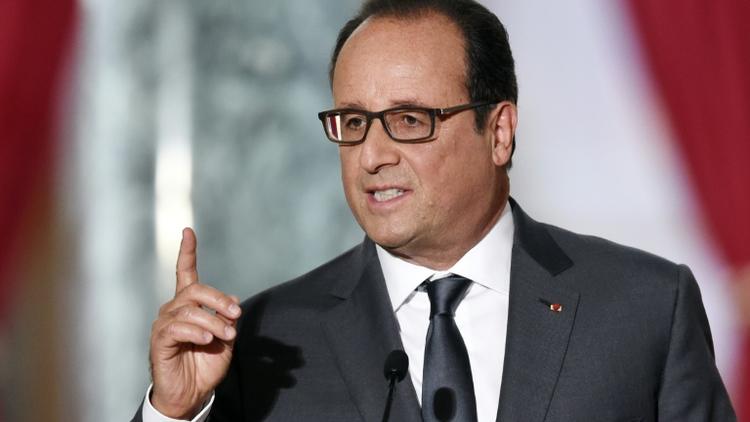 Le président François Hollande pendant la 6e conférence de presse du quinquennat le 7 septembre 2015 à l'Elysée à Paris [ALAIN JOCARD / AFP]