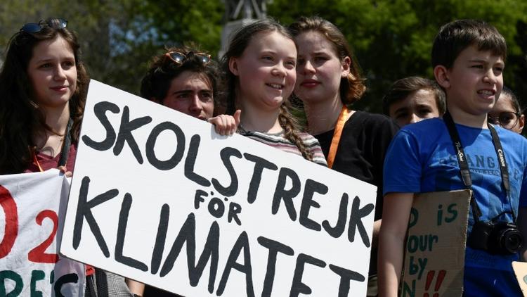 La Suédoise Greta Thunberg lors d'une «grève pour le climat», le 19 avril 2019 à Rome, en Italie [Filippo MONTEFORTE / AFP/Archives]