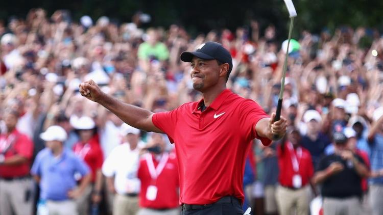 L'Américain Tiger Woods, victorieux au Tour Championship, au East Lake Golf Club d'Atlanta, en Géorgie, le 23 septembre 2018 [Tim Bradbury / GETTY IMAGES NORTH AMERICA/AFP]