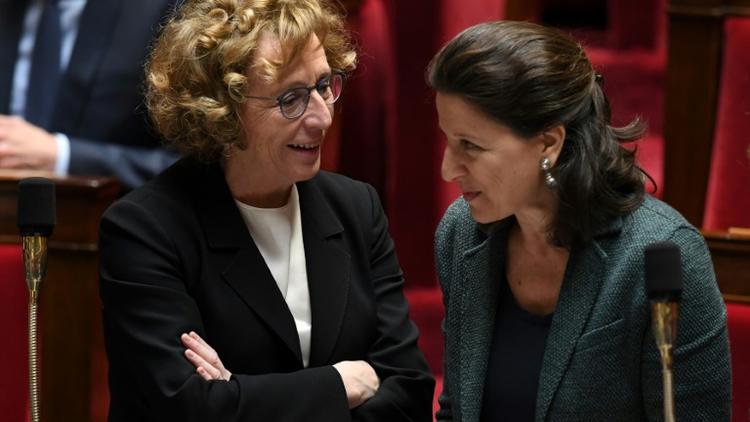  Muriel Pénicaud  et Agnès Buzyn (d) à l'Assemblée nationale en mars 2018. [ALAIN JOCARD / AFP/Archives]