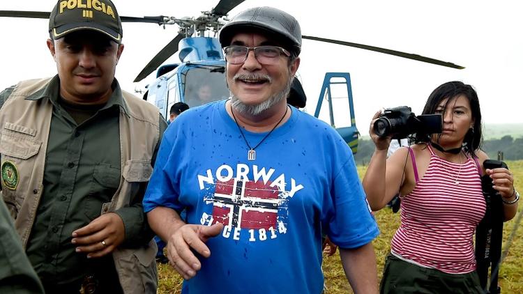 Le chef des FARCRodrigo Londono alias "Timochenko" à son arrivée à Mesetas le 26 juin 2017 [RAUL ARBOLEDA / AFP]