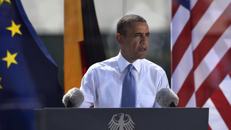 Barack Obama lors de son discours à Berlin le 19 juin 2013 [Odd Andersen / AFP]