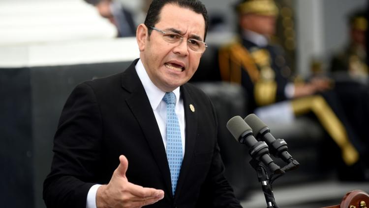 Jimmy Morales le 17 octobre 2017 à Guatemala [Johan ORDONEZ / AFP/Archives]