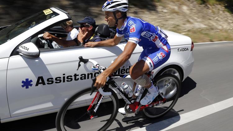 Nacer Bouhanni (FDJ.fr) a abandonné le Tour de France au cours de la 6e étape, jeudi, entre Aix-en-Provence et Montpellier [JOEL SAGET / AFP]