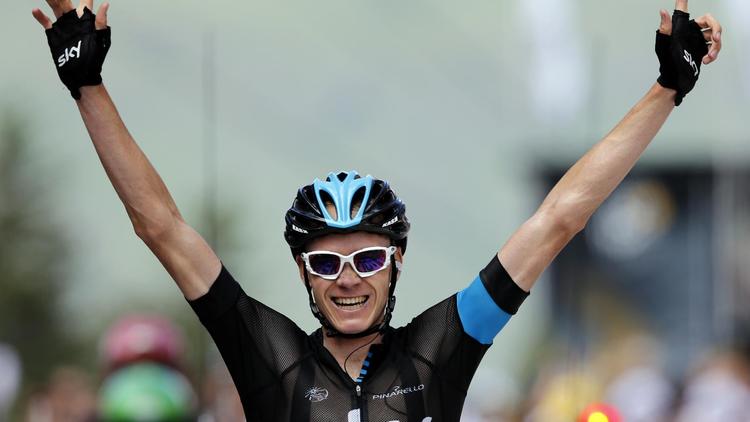 Le Britannique Christopher Froom remporte la 8e étape du Tour de France et prend le maillot jaune le 6 juillet 2013 à Ax-3-Domaines [Jeff Pachoud / AFP]
