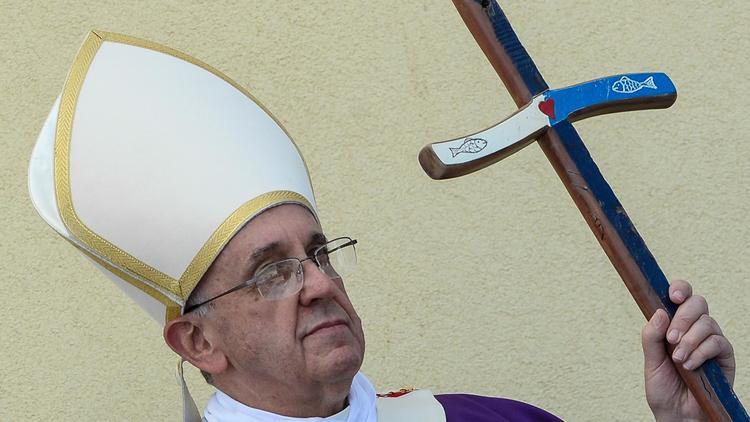 Le pape François lors de sa visite sur l'île de Lampedusa,le 8 juillet 2013 [Andreas Solaro / AFP/Archives]