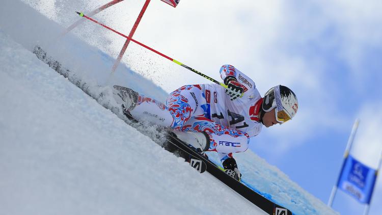Le skieur français Alexis Pinturault dans la seconde manche du slalom géant de Coupe du monde de Soelden le 27 octobre 2013 à Soelden [ / AFP Photo]
