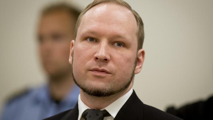 Le tueur norvégien d'extrême droite Anders Behring Breivik au tribunal d'Oslo, le 24 août 2012 [Odd Andersen / AFP/Archives]