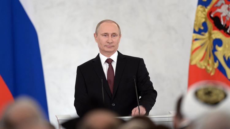 Le président russe Vladimir Poutine devant le parlement le 18 mars 2014 à Moscou   [Alexei Nikolsky / Ria Novosti/AFP]